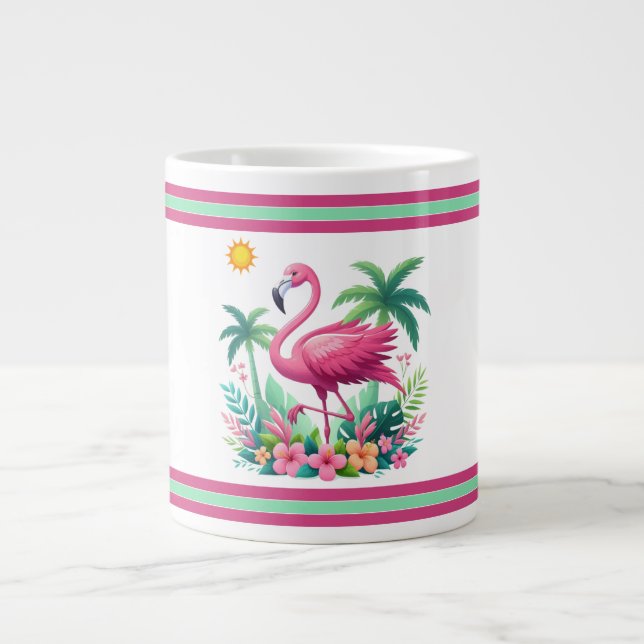 Tropical/Florida rosa flamingo Jumbo Mugg (Framsidan)