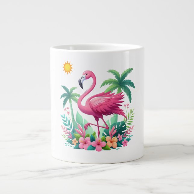 Tropical/Florida rosa flamingo Jumbo Mugg (Framsidan)