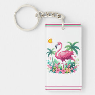 Tropical/Florida rosa flamingo Nyckelring