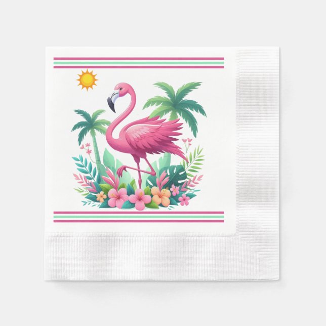Tropical/Florida rosa flamingo Pappersservett (Framsidan)