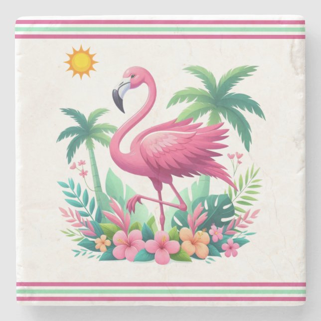 Tropical/Florida rosa flamingo Stenunderlägg (Framsidan)