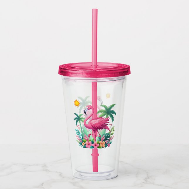 Tropical/Florida rosa flamingo Take Away Mugg (Framsida)