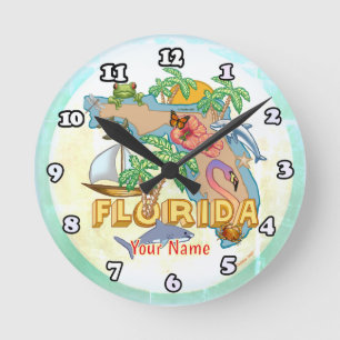 Tropical Florida Rund Klocka