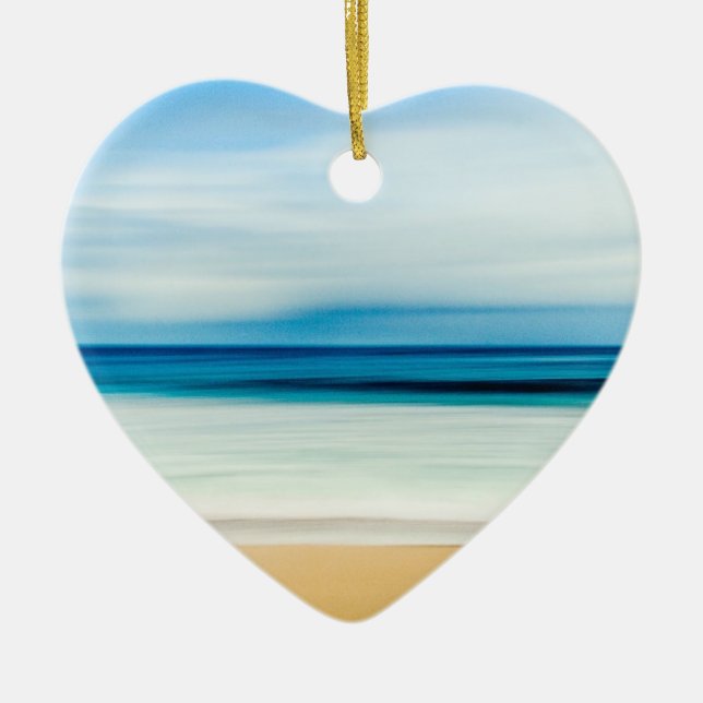 Tropical Florida Sandy Beach, Ocean & Vågar Julgransprydnad Keramik (Framsidan)