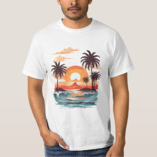 Tropical Florida Sunset Summer Beach T-Shirt