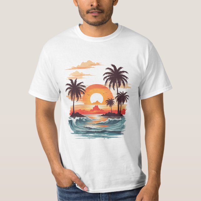 Tropical Florida Sunset Summer Beach T-Shirt (Framsida)