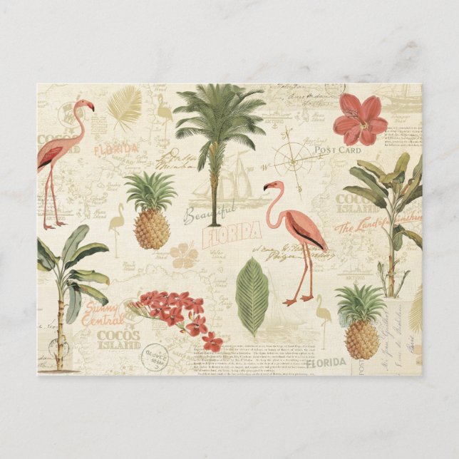 Tropical Floridian Mönster Vykort (Framsida)