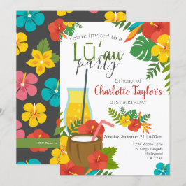 Tropical Flower Luau Party Inbjudningar