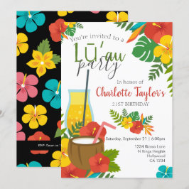 Tropical Flower Luau Party Inbjudningar