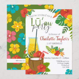 Tropical Flower Luau Party Inbjudningar