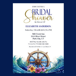 Tropical Flower Sailing Wheel Bridal Shower Inbjudningar