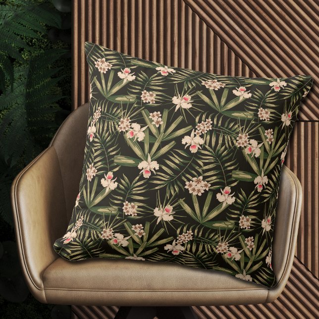 Tropical Flowers and Greenery Black Kudde (MATCHING items in our collection.)