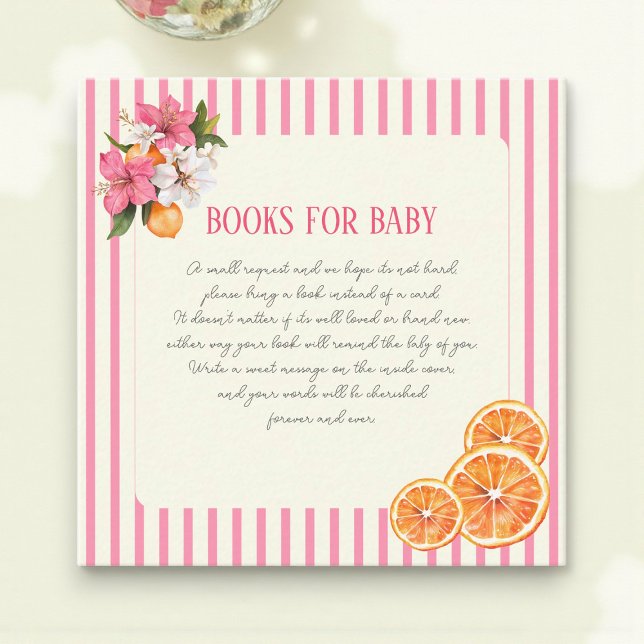 Tropical Flowers Citrus Baby Book Request Card Tilläggskort (Skapare uppladdad)