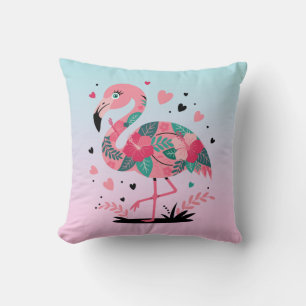 Tropical Flowers Flamingo Kudde