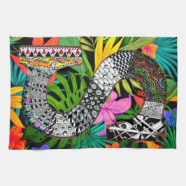 Tropical Flowers Monogram S Kitchen Towel Kökshandduk