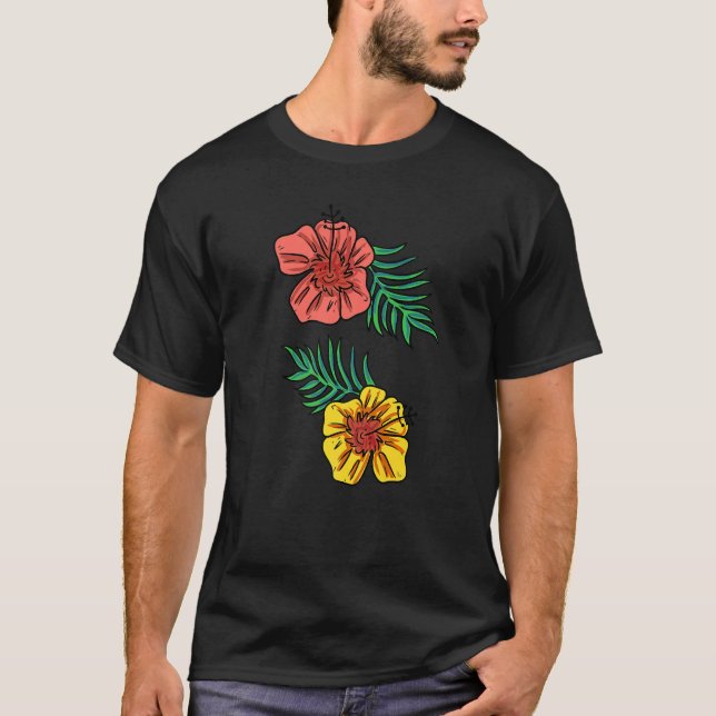 Tropical Flowers Plants T Shirt (Framsida)