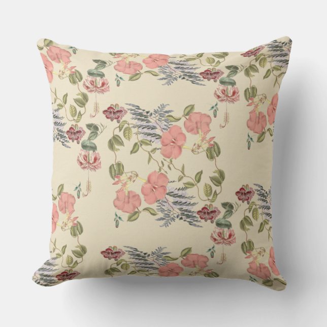 Tropical Flowers Skriv ut Patio Pillow 20 x 20 Kudde (Framsida)