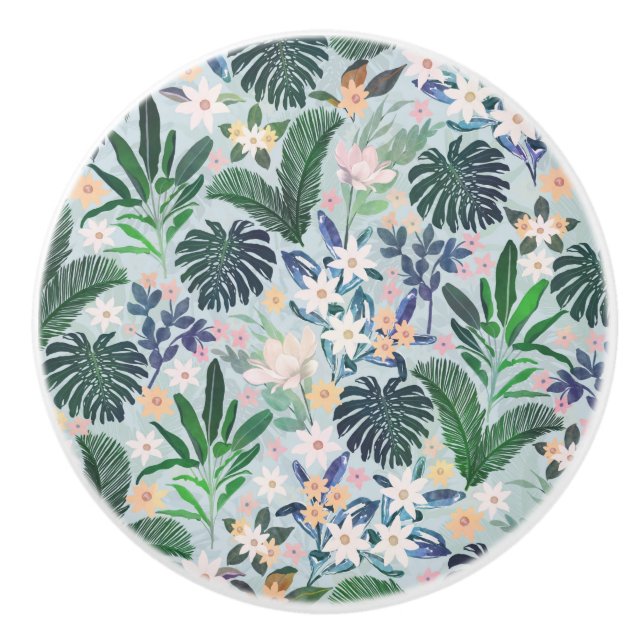 Tropical Foliage Floral Pattern Knopp (Framsidan)