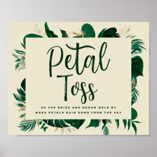 Tropical Foliage Petal Toss Newlyed Send-off Sign Poster