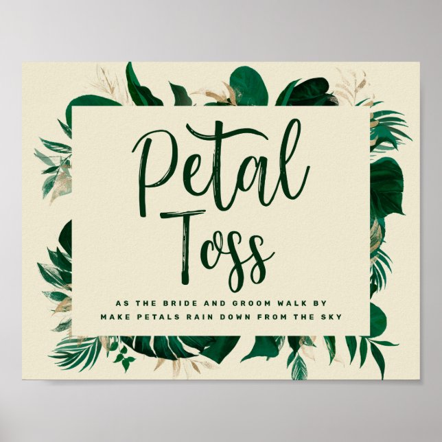 Tropical Foliage Petal Toss Newlyed Send-off Sign Poster (Framsidan)