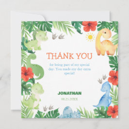 Tropical Forest Dinosaur Födelsedag  Tack Kort