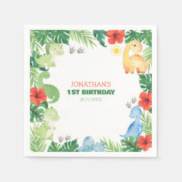 Tropical Forest Dinosaur Kids Birthday Pappersservett