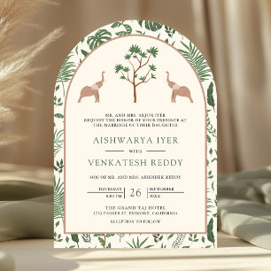 Tropical Forest Elephant Arch Photo Indian Bröllop Inbjudningar