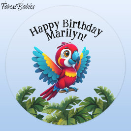 Tropical Forest Jungle Macaw Safari Parrot Bird 🦜 Runt Klistermärke