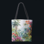 Tropical Forest Tygkasse<br><div class="desc">A Watercolour landscape of a tropical forest with colourful flowers</div>