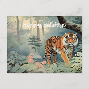 Tropical Forest Wildlife Tiger Vintage Vykort