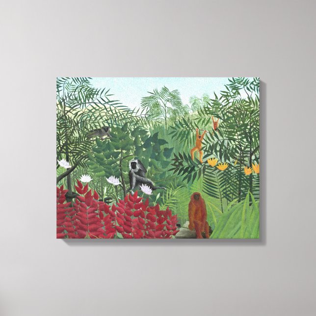 Tropical Forest with Monkey, 1910 (oil on canvas) Canvastryck (Framsida)