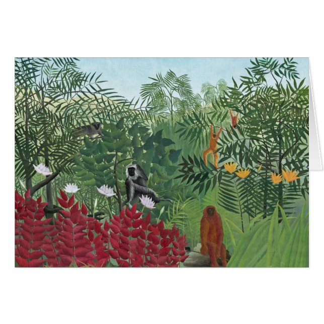 Tropical Forest with Monkey, 1910 (oil on canvas) Hälsningskort (Framsidan Horizontal)