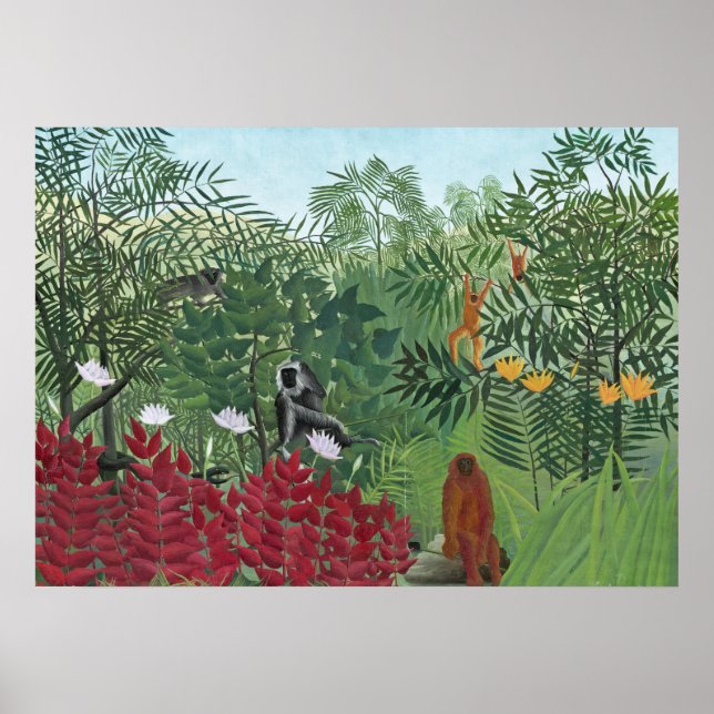 Tropical Forest with Monkey, 1910 (oil on canvas) Poster (Framsidan)