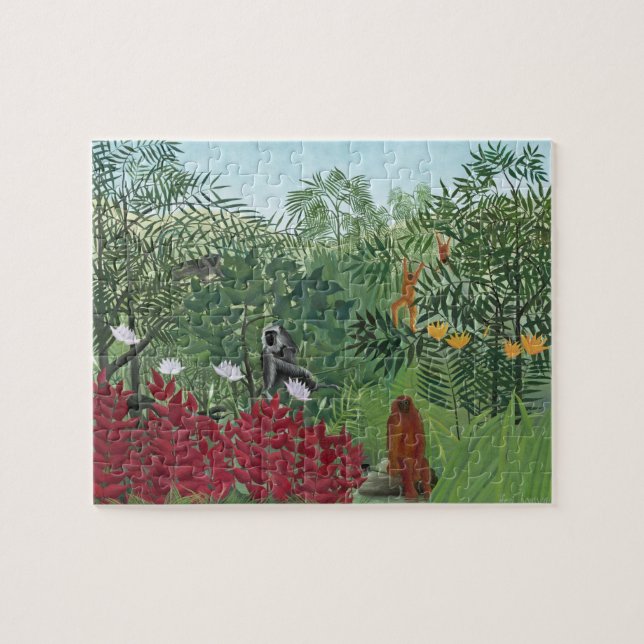 Tropical Forest with Monkey, 1910 (oil on canvas) Pussel (Horisontell)