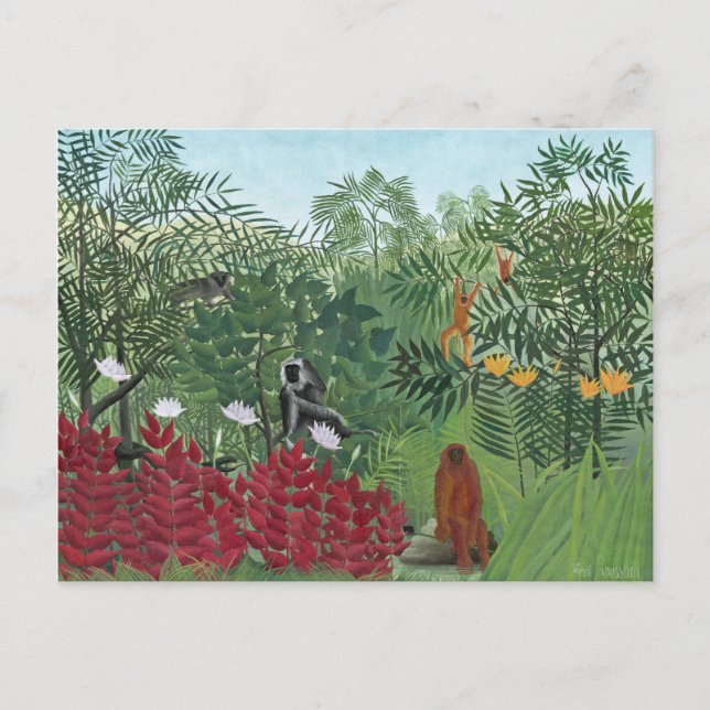 Tropical Forest with Monkey, 1910 (oil on canvas) Vykort (Framsida)
