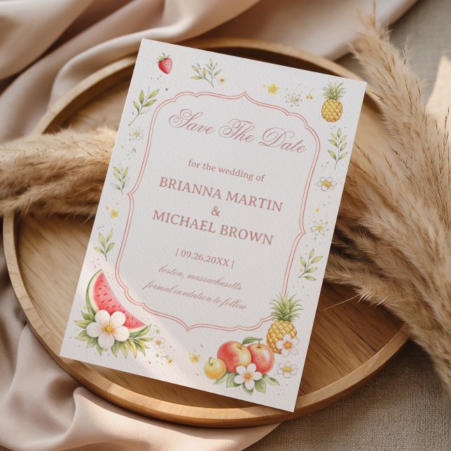 Tropical Fruit Floral Announcement Spara Datumet (Skapare uppladdad)