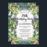 Tropical Fruit Greenery Sommaren 18:e Födelsedagsf Inbjudningar<br><div class="desc">Skaffa redo för ett resa till tropikarna med denna fruktiga, tropiska designade artonde Födelsedagsfest eller anpassa dig för vilken ålder som helst. Innehåller en mängd tropiska frukter, inklusive kokosnötter, ananas, kiwi och avokado med en saftig rosa melon som kastas in för bra. Lush och underbar grönsak överger tillsammans med nyp...</div>