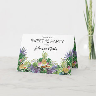 Tropical Fruit Greenery Summer Sweet 16 Party Inbjudan