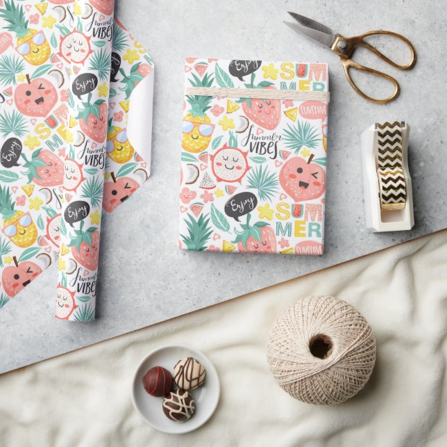 Tropical Fruit Summer Vibes Presentpapper (Hantverk)