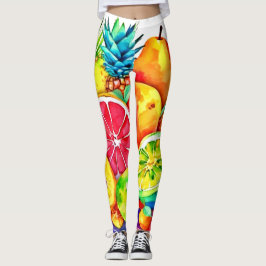 Tropical Fruit Tecknad Art Leggings
