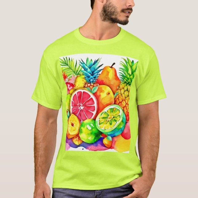 Tropical Fruit Tecknad Art T Shirt (Framsida)
