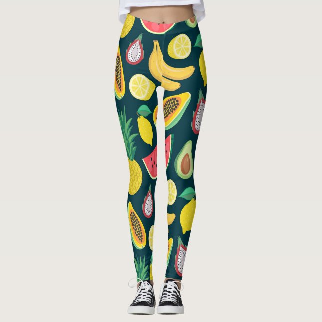 Tropical Fruit Vintage Mönster Bliss Leggings (Framsida)