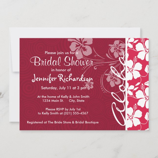 Tropical Fuschia Hibiscus; Aloha Inbjudningar (Framsida)