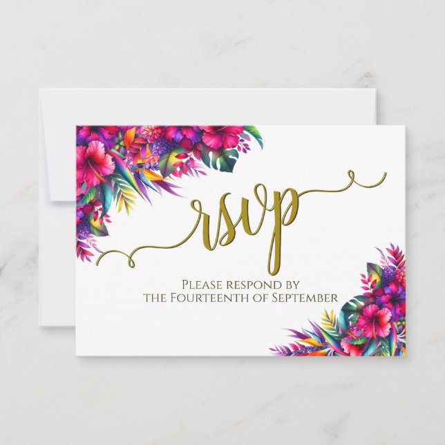 Tropical Garden Blommigt Elegant Calligraphy Bröll OSA Kort (Framsida)