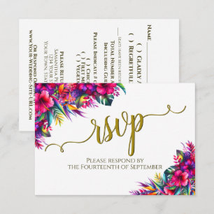 Tropical Garden Blommigt Elegant Calligraphy Bröll OSA Kort