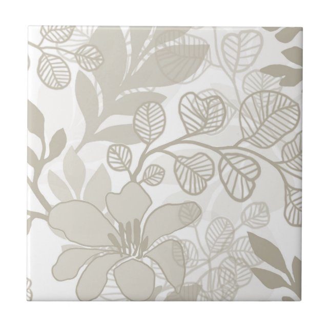 Tropical Garden Blooming Flowers Löv L2 Blommigt Kakelplatta (Framsidan)