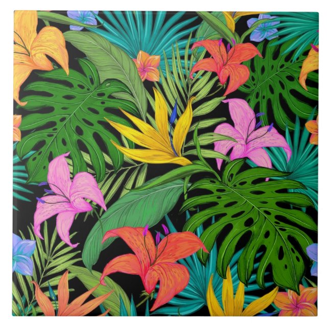 Tropical Garden, bright and Sunny färg Kakelplatta (Framsidan)