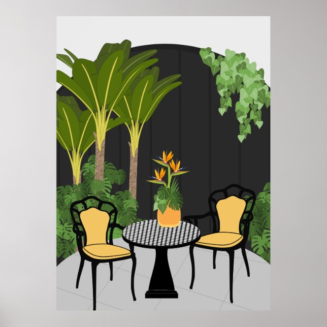 Tropical Garden Courtyard Poster (Framsidan)