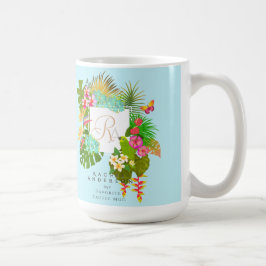 Tropical Garden Monogram Blue Kaffemugg