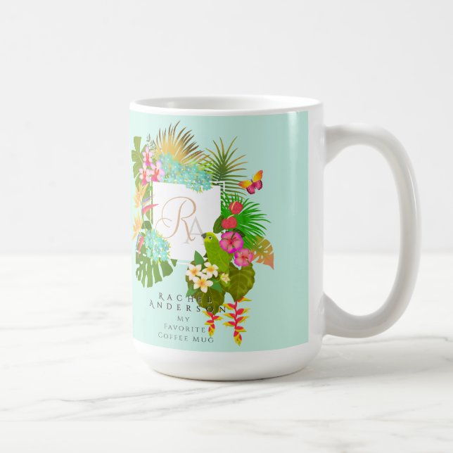 Tropical Garden Monogram Grönt Kaffemugg (Höger)